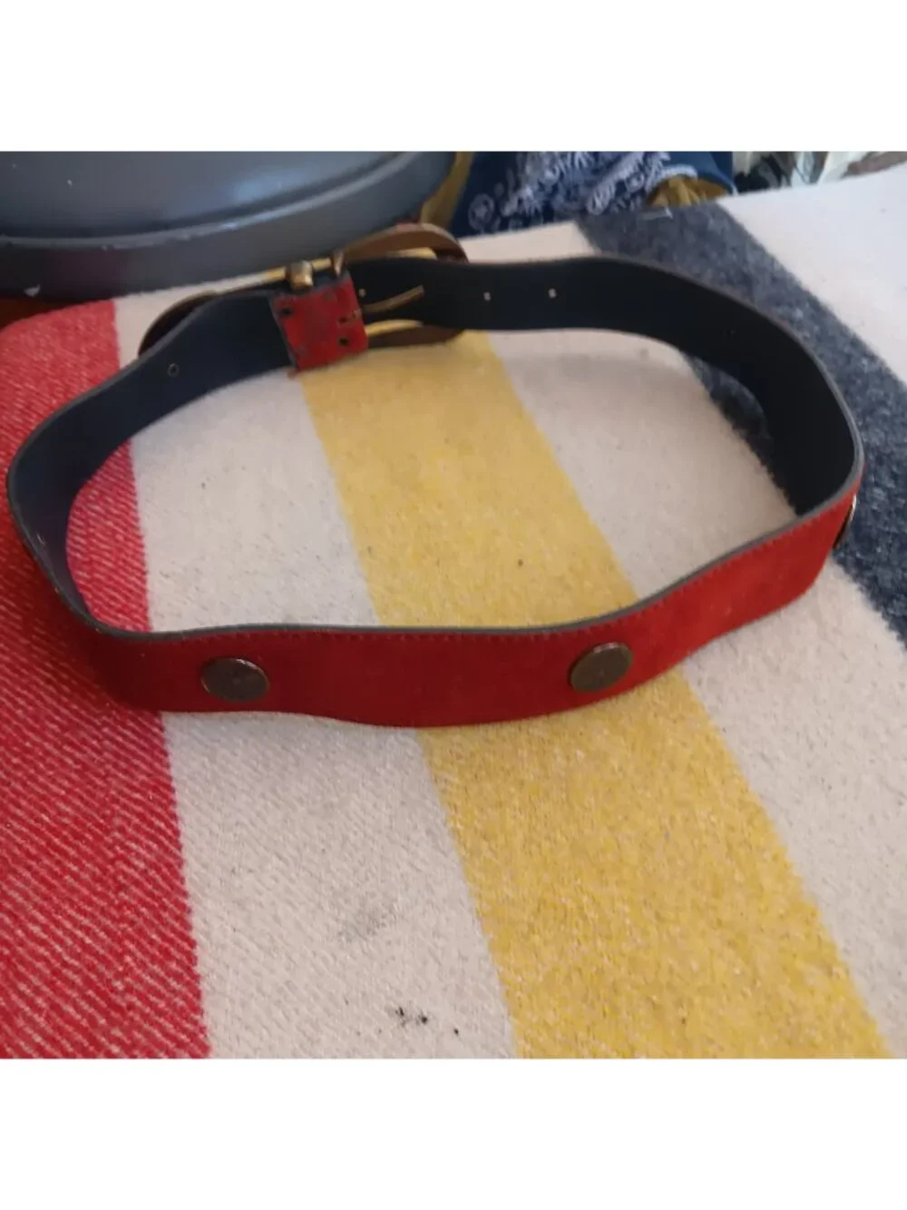 Vintage 1960's Womens Belt Medium Suede Brass Buckle Studded 29-33W USA Rust